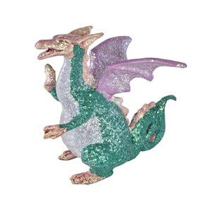 Vintage Silvestri Mythical Glitter Dragon Ornament Paper Mache